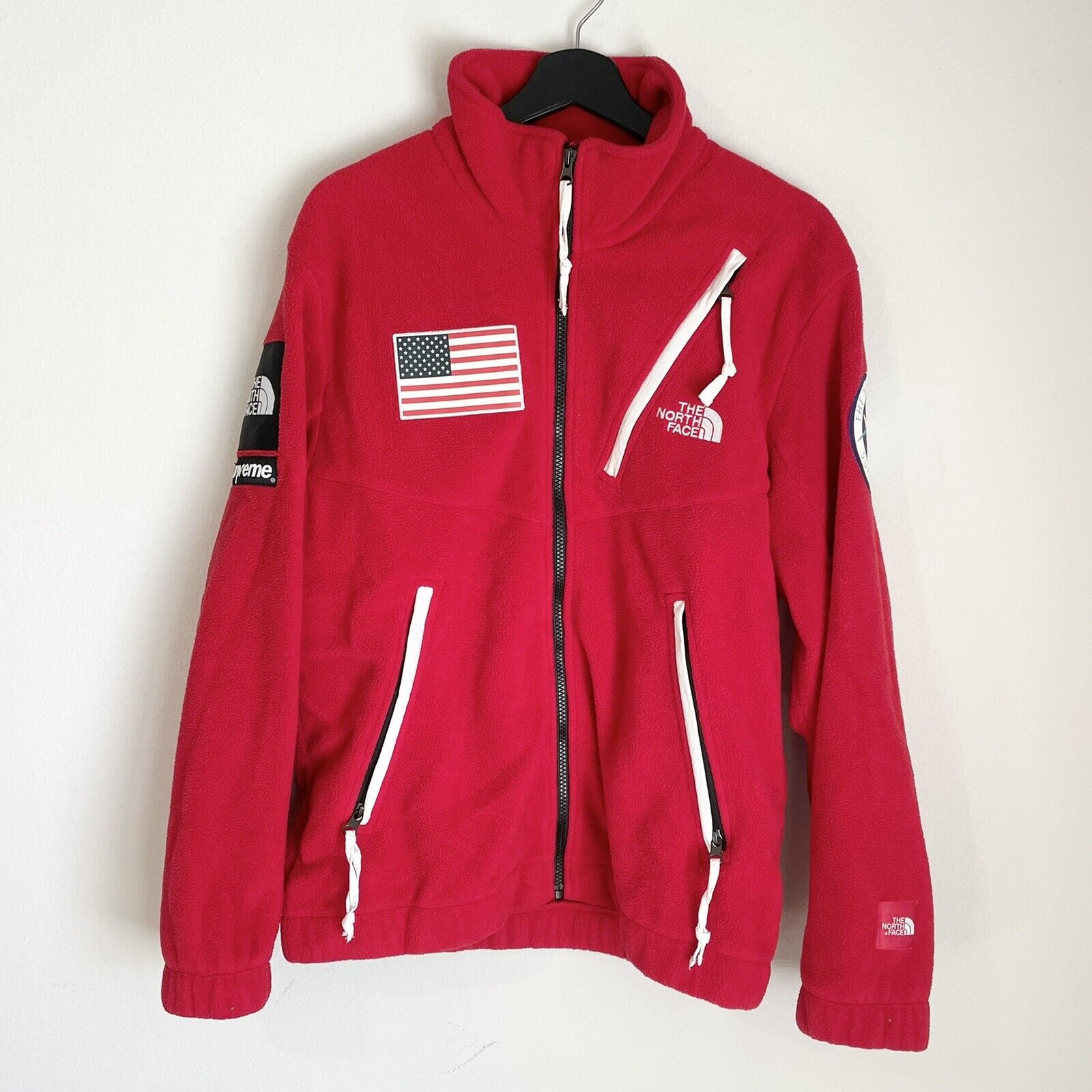 Supreme x The North Face Expedition Fleece Jacket White Red - Novelship