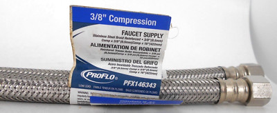 Lot Of 2 ProFlo PXFX146343 3/8'' x 3/8'' x 16'' SS Braided Compression Sink Hose