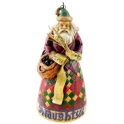 Jim Shore Christmas Ornament Santa Naughty and Nice Box 2006 Two Sided 4005789