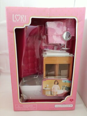 *NEW* Lori Doll House Furniture Luxury Bathroom Set For 6  Doll!