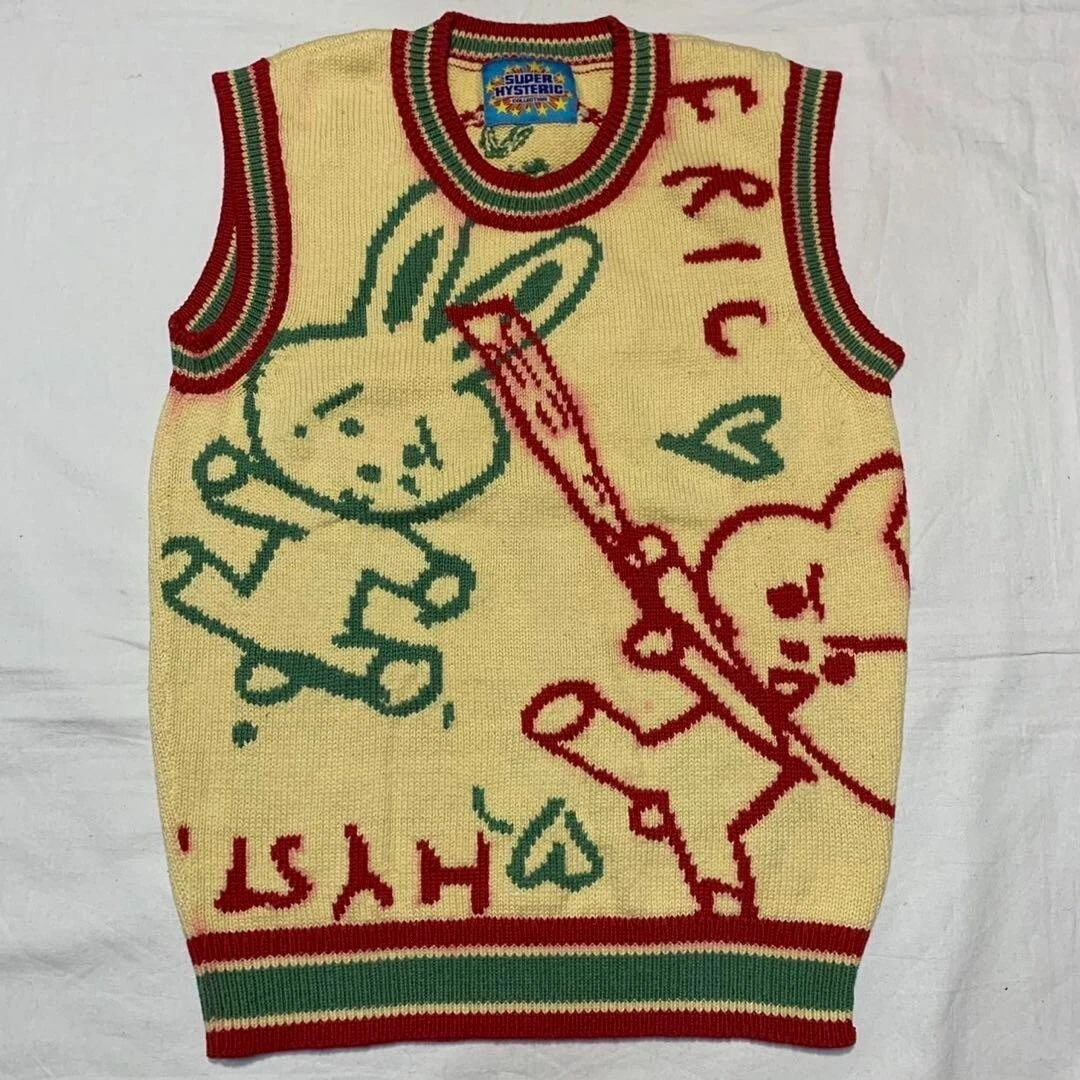 vintage hysteric glamour Graffiti rabbit skull Best knit size free
