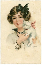 Illustrator Elly Frank. Lovely Lady And Sound Chat.lovely Her Cat