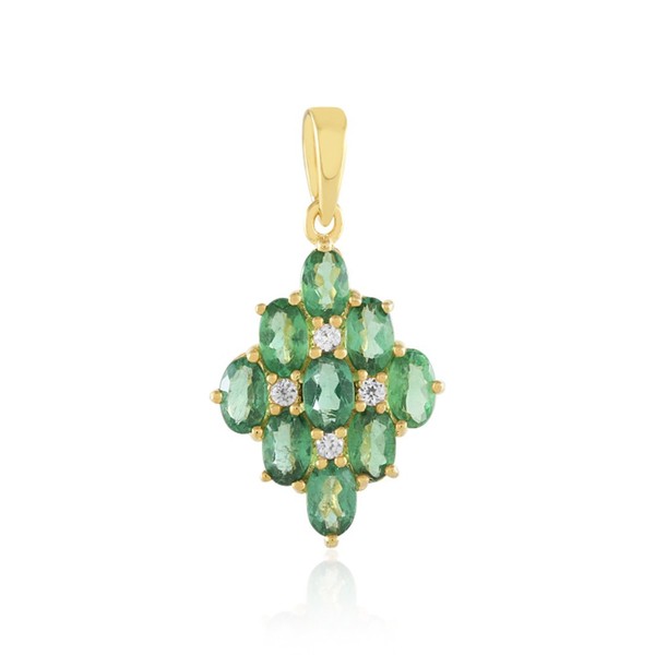 Cavill GrüNer Apatit AnhäNger 925 Vergoldet Sterlingsilber 2,12Ct Zirkon-image