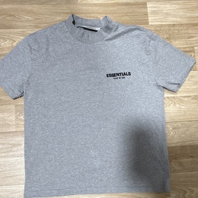 Essentials Fear of God Herren T-Shirt Grau Logo Druckgrafik Kurzarm Rundhals S/M