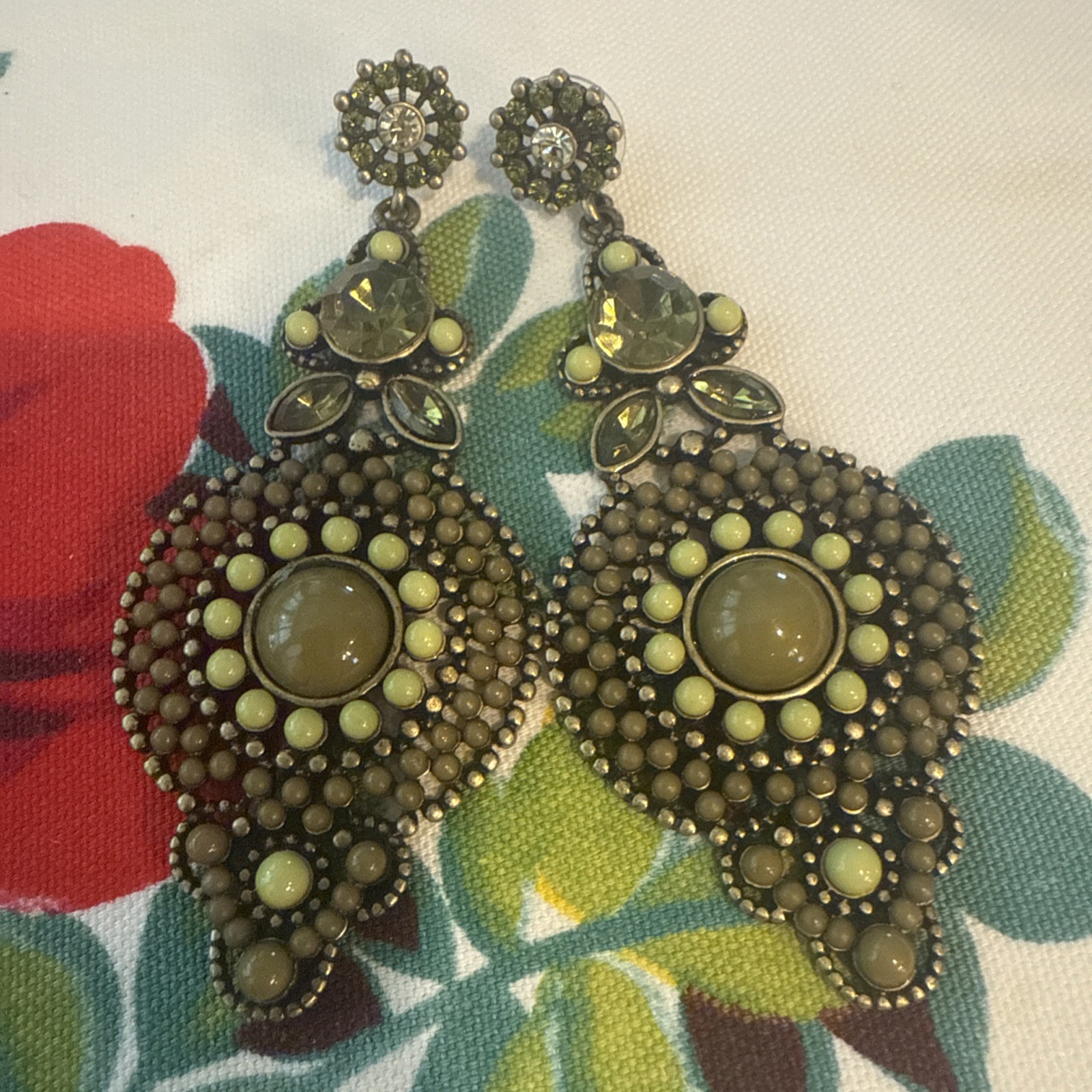 Dangle Army  Green Gold Statement Large Sparkle N… - image 1