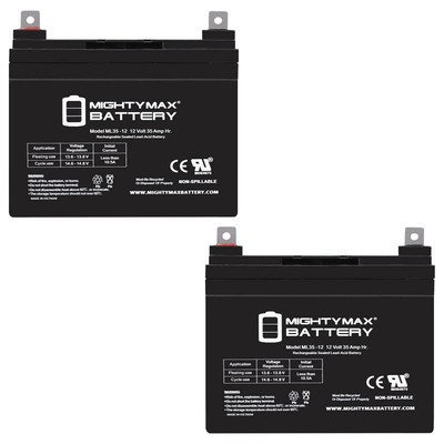 Mighty Max 12V 35AH SLA Battery Replaces Electric Mobility Rascal 600F - 2 Pack