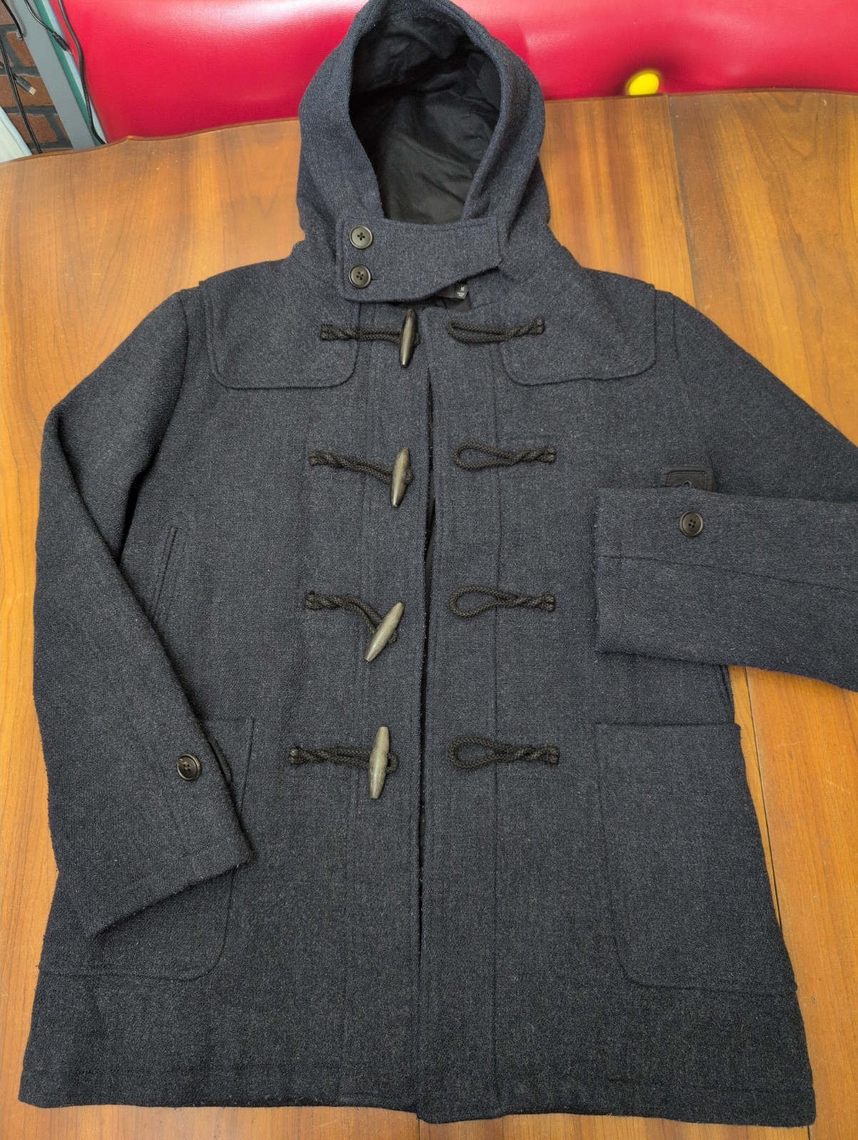 UNIQLO +J Wool Duffle Coat Gray/Dark Navy M Jil Sander Collab Toggle Closure