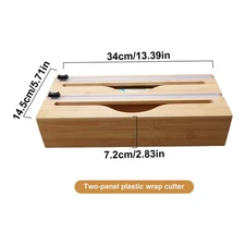 1Pc Kitchen Wrap Dispenser with Foil & Cling Film Cutter Box, Bamboo Fresh Bag C