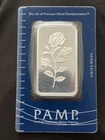 PAMP Suisse Rose 1 Troy Ounce .999 Swiss FINE SILVER Bar In Assay