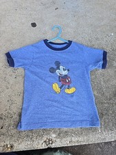 Vintage Disney Mickey Mouse Ringer T-Shirt Kids XXS Disneyland Disney World Blue