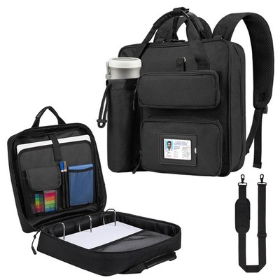 Zipper Binder 3 Ring 3-inch with Shoulder Strap & Backpack Straps, Black 700 ...