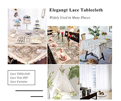 ShinyBeauty Lace Tablecloth White 60x120 Rustic Floral Fabric Rectangle Lace ...