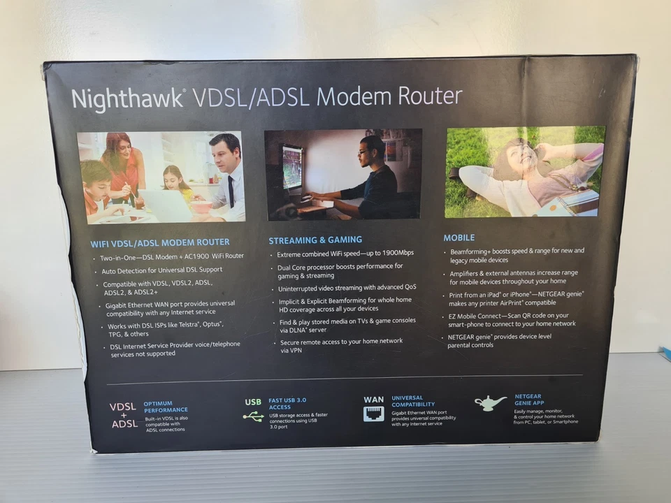 Netgear Nighthawk AC1900 Modem D7000 NBN VDSL ADSL Dual Core Processor - Image 2 of 4