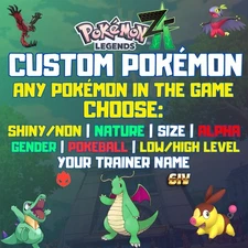 ANY CUSTOM POKÉMON ✨ Shiny • Alpha • 6IV ✨ Your Trainer ID ✨ Pokemon Legends ZA
