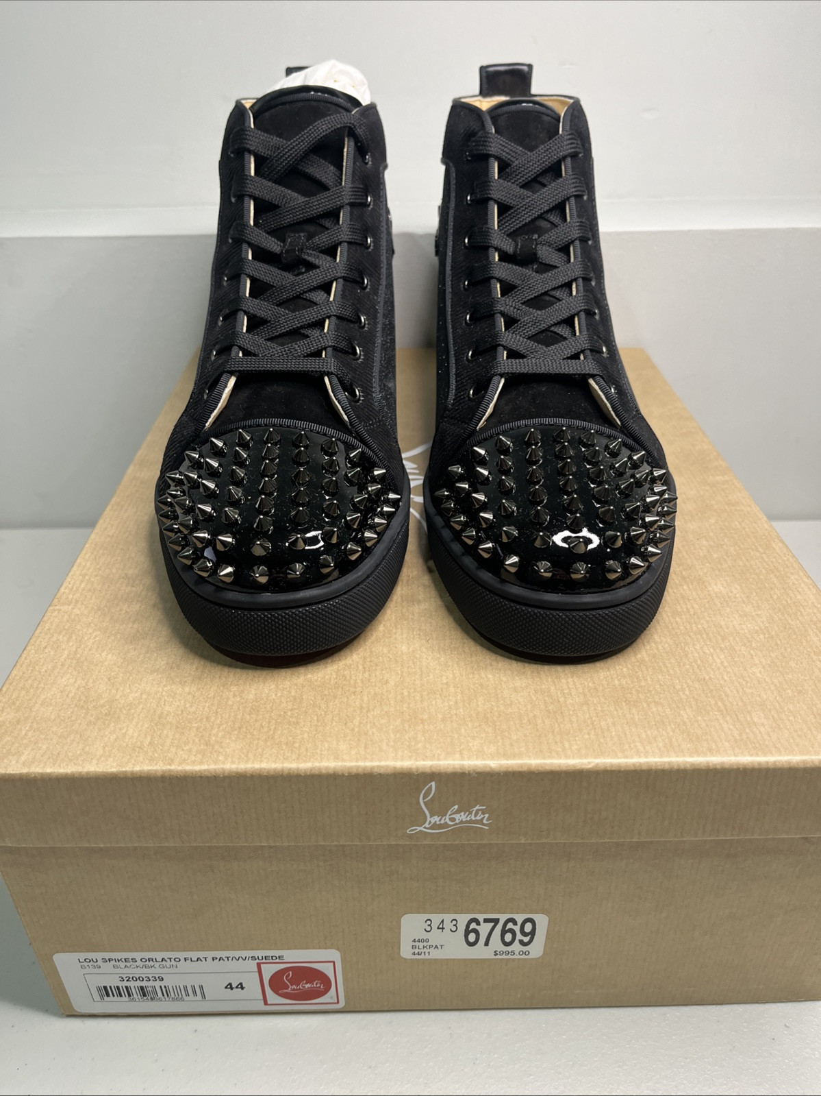 Christian Louboutin Mens Black Lou spikes Oralto Size 44 image 2