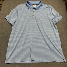 IZOD GOLF Men's Polo Shirt Size XXL Blue Collared Striped Performance Polyester