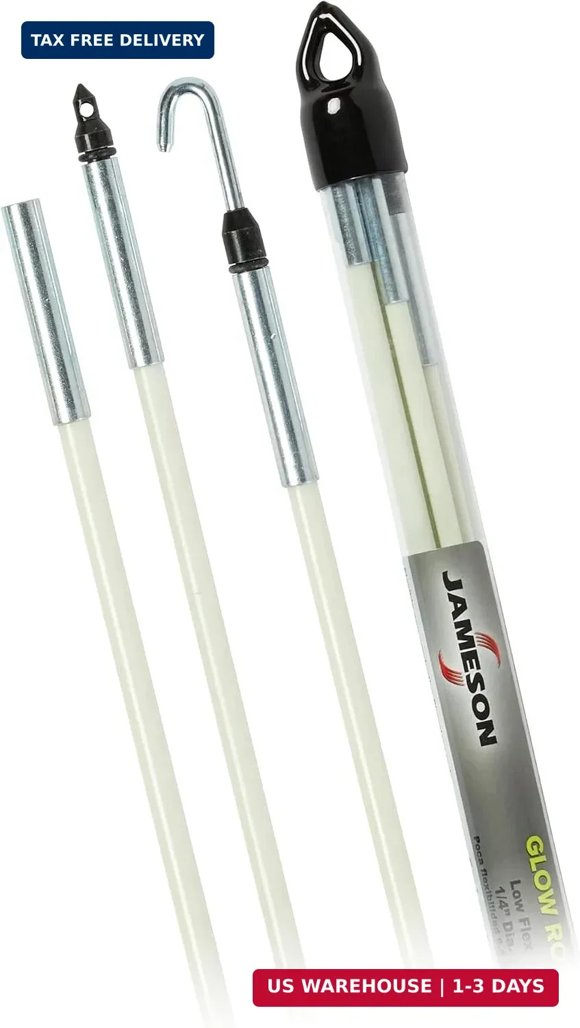 Glow Fish Rod Kit, 1/4 in x 12 ft - Non-Conductive Fiberglass Glow Rod for Runni