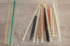 Vintage LOT 12 Miniature Thin Taper Cancles for Crafts Craft Supplies Ivory Blue