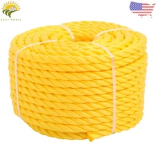 1/2in 100ft 3 Stranded Braided Rope Orange Yellow for Boats, Dock, Marine Rope