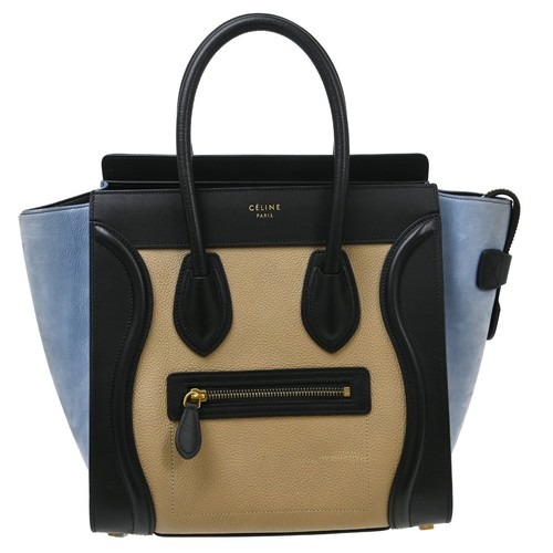 Celine Bi-Color Luggage Micro Tote Handbag S-CU-8187 NQ08602