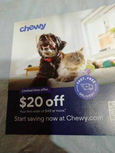 CHEWY COUPON: $20 Off 1st Order of $49 or More Pet Food / Supplies, Exp. 9/30/25
