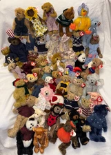 Vintage TY Attic Treasure Plush Bears - Lot of 46 - New with Tags