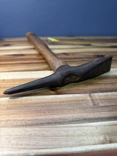Vintage Mason Brick Hammer Pick Axe Tool Wood Handle ~16 in Overall Length