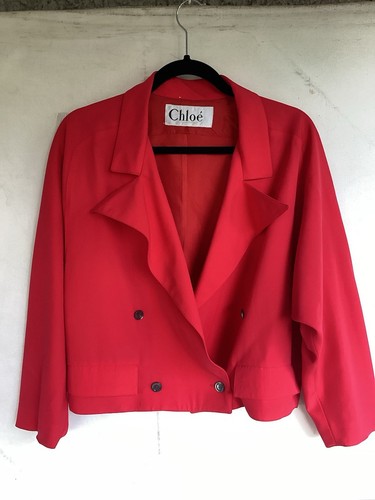 Chloé, Giacca blazer vintage CHLOE rosso arancione cropped