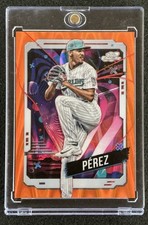 2024 Topps Chrome Cosmic Eury Perez Orange Galactic Refractor /25 Miami Marlins