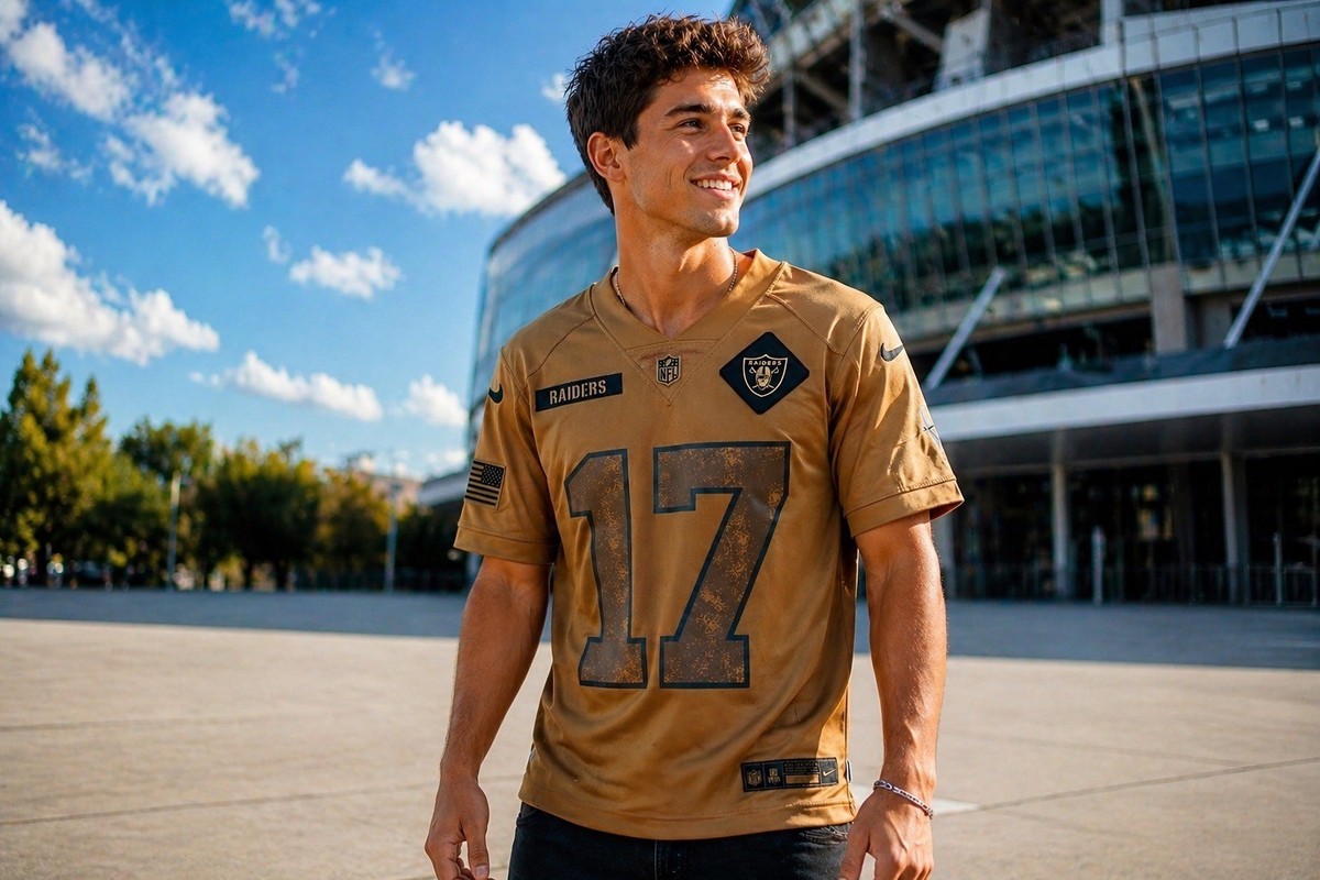 Nike Raiders Salute To Service Jersey #17 Gold Mens S Polyester