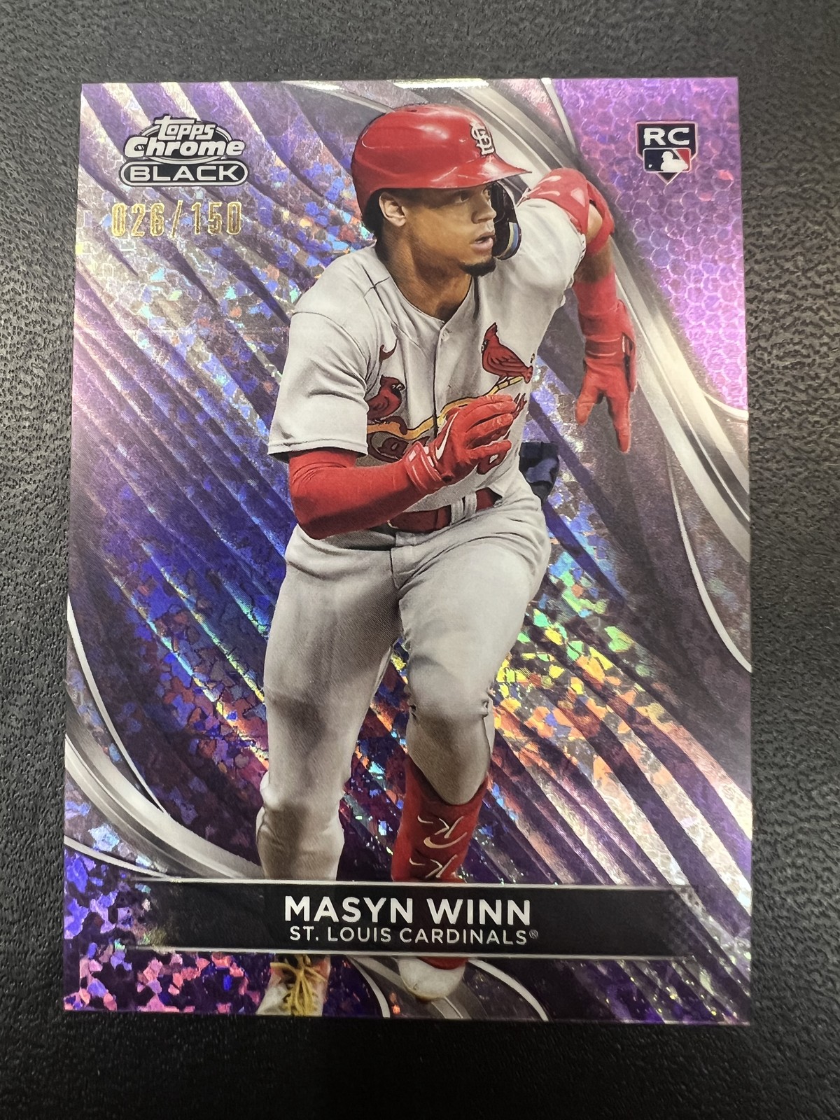 2024 Topps Chrome Black #46 Masyn Winn Purple Mini-Diamond Refractors #/150