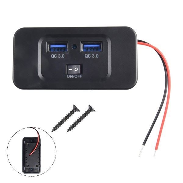 Eurowagens 12V/24V Kfz-LadegeräT USB Quick Charge 3.0 2-Fach Einbau-image