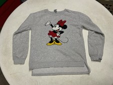 Disney Gray Heather Minnie Mouse Embroidered Pullover Sweatshirt Womens Sz M 39