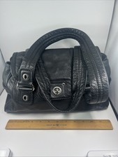 Marc By Marc Jacobs Turn Lock Soft Supple Leather Black/Silver Satchel Bag