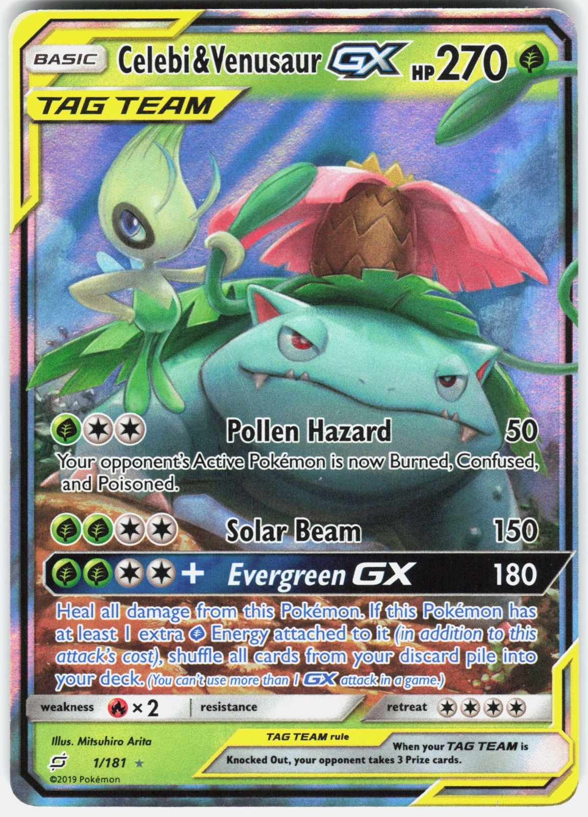 Celebi & Venusaur GX Holo Ultra Rare SM - Team Up 1/181 MP