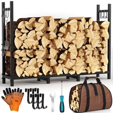 Firewood Rack Outdoor with Log Carrier, 4ft Fire Wood Racks Outdoor,Fire Wood...