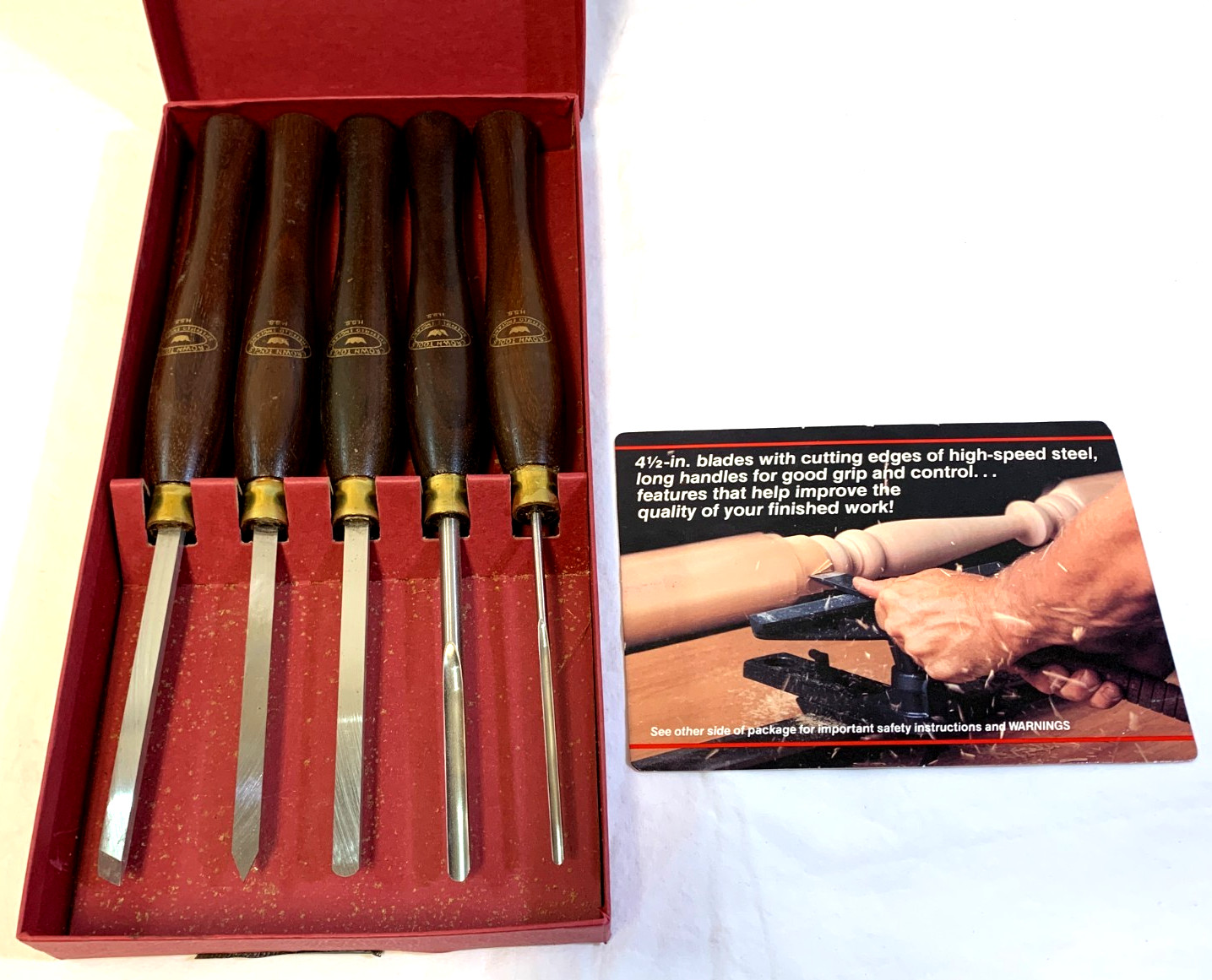 CROWN TOOLS ~ HSS Wood Turning Hand Tool Set in Original Box