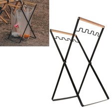 C-Foldable Trash Bag Holder Stand Durable Rust Resistance Camping Recycle Black