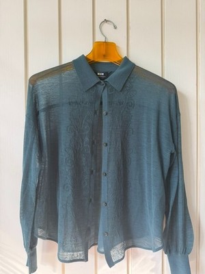 Maeve Anthropologie Della Chevron Button Up Raglan Long Sleeves Sheer Top Small