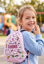 Girls Sport Bag Training Sack Pack Backpack Pull String Pink “shine” Rainbow New