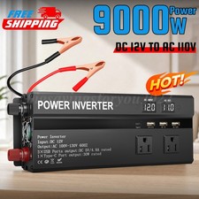 Car Power Inverter 9000W Watts DC 12V To AC 110V Sine Wave Solar Converter LCD