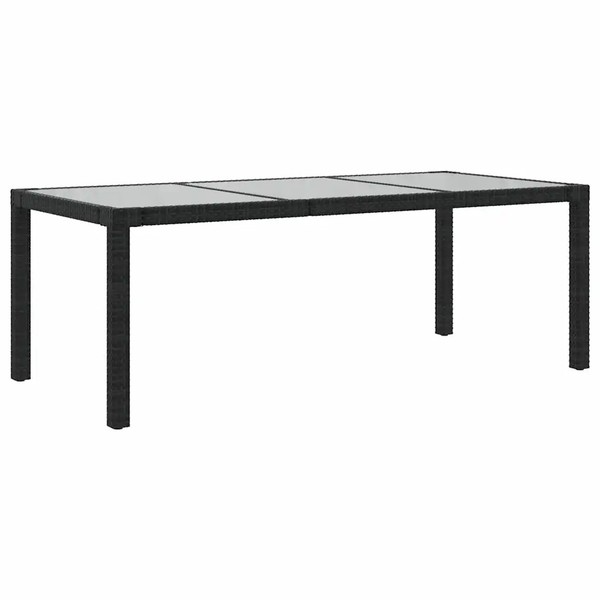 Gartentisch Schwarz 190X90X75 Cm GehäRtetes Glas Poly Rattan-image