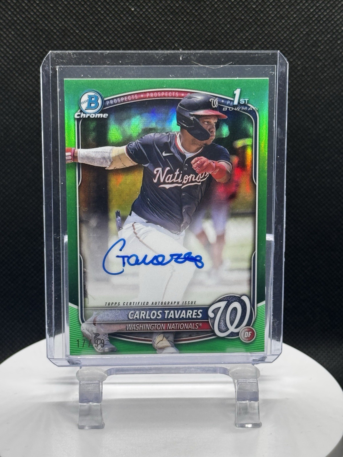 2025 Bowman Chrome Carlos Tavares 1st True Green Auto /99 #CPA-CT Nationals
