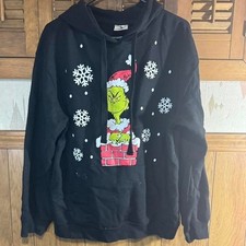 Black hoodie with Grinch design Size Medium