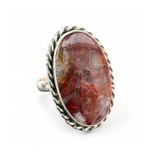 Crazy Lace Agate Solid 925 Sterling Silver Ring 8.5