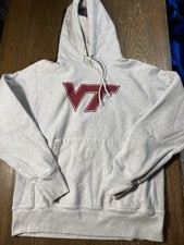 Champion Reverse Weave Virginia Tech Hokies Hoodie Mens M Gray VT Sweatshirt