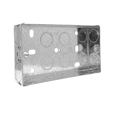 LumenEco Double 2 Gang 25mm Metal Back Box - BS4662, 20mm Knockout