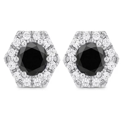 2,50Kt Zertifiziert Natürlich Schwarz & Weiß Diamant Ring Im 925 Sterling Silber - Bild 1 von 2