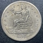 1876 S Trade Silver Dollar $1 High Grade AU Details Cleaned