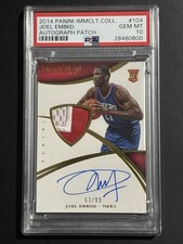2014-15 Immaculate JOEL EMBIID Rookie Patch Auto RPA #d 53/99 PSA 10 **Pop 2**